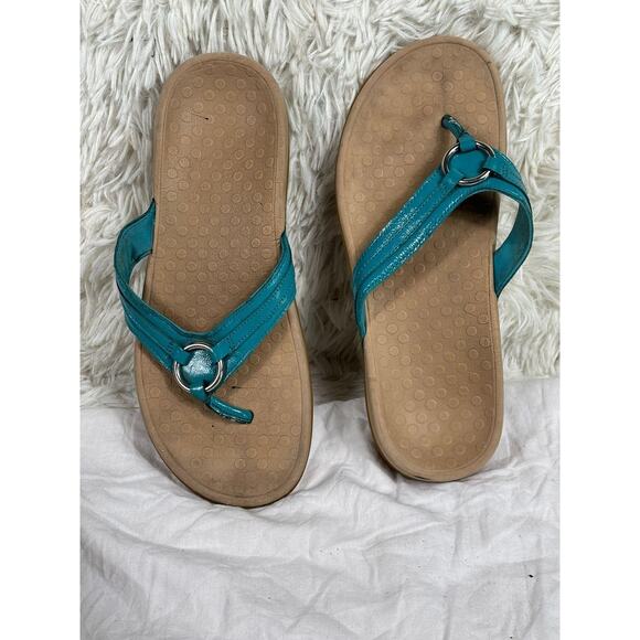 Vionic Sandals Womens Size 9 Teal Aloe Thong Flip Flop Ring Orthotic Comfort - Picture 1 of 8